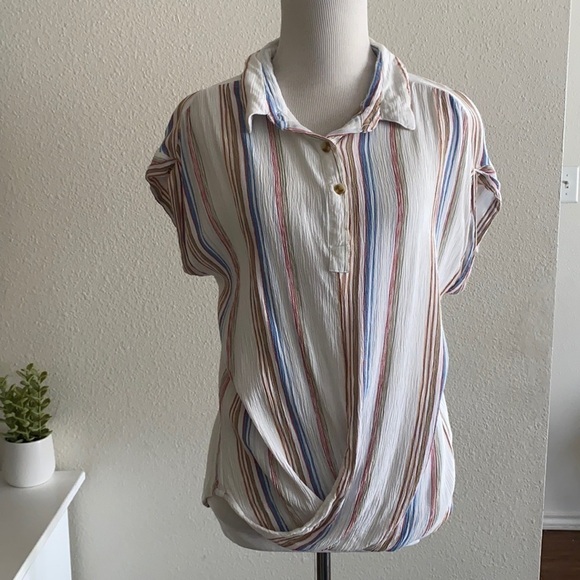 Thread & Supply Tops - Thread & Supply Multicolor Stripe Twist Front Blouse | Carnival